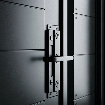Close-up of a modern armored door with multiple locks