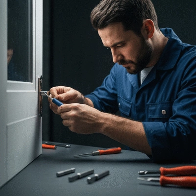Serrurier expert à Clichy travaillant sur une serrure de porte