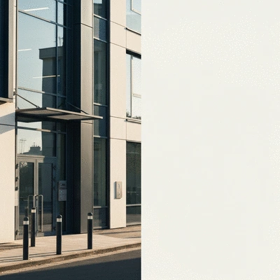 Modern office building in Clichy with security features