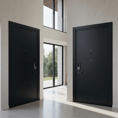 Modern armored door with security features