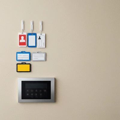 Security badges and access control panel