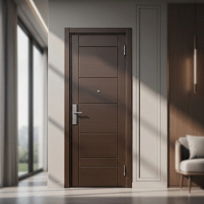 Modern reinforced door in a home setting, secure and elegant