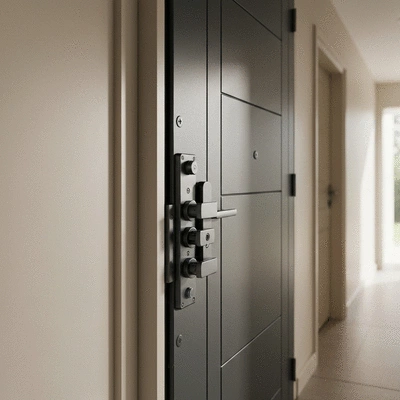 Modern armoured door with multi-point lock system