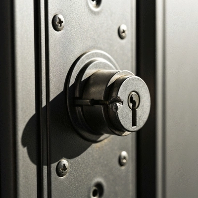 Gros plan sur une serrure de porte endommag&eacute;e n&eacute;cessitant une r&eacute;paration d'urgence